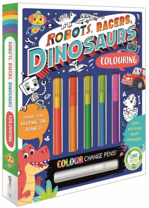 ROBOTS, RACERS, DINOSAURS COLOURING