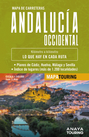 MAPA DE CARRETERAS DE ANDALUCA OCCIDENTAL (DESPLEGABLE), ESCALA 1:340.000